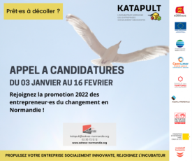 Du 03 janvier au 16 février 2022, l’ADRESS lance son appel à candidatures annuel pour intégrer Katapult, l’incubateur normand des entreprises innovantes.