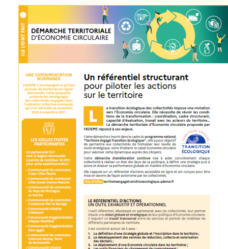 Plaquette ADEME démarche territoriale Economie Circulaire
