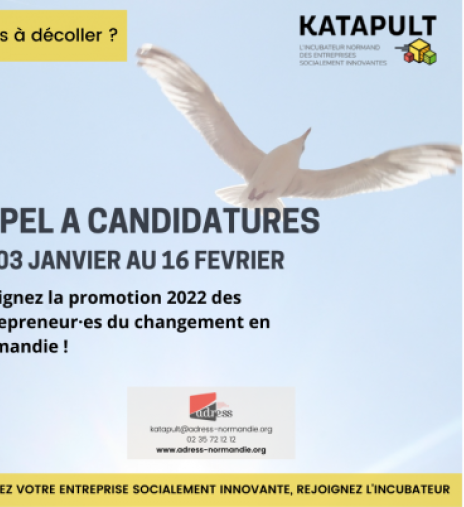 Du 03 janvier au 16 février 2022, l’ADRESS lance son appel à candidatures annuel pour intégrer Katapult, l’incubateur normand des entreprises innovantes.